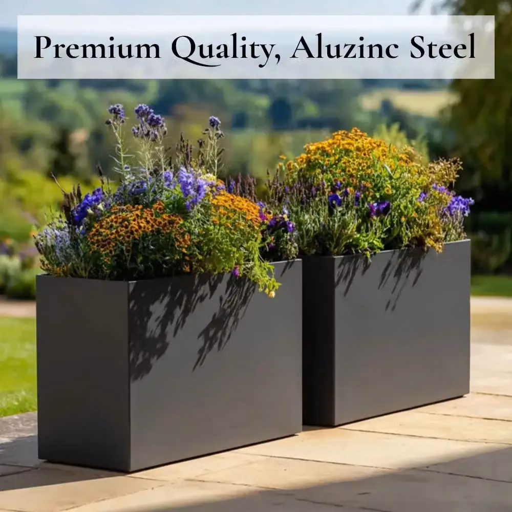 Access Garden Products Galvanised Steel Trough Planter, Grey, W: 25 cm, D: 80 cm, H: 60 cm – 7