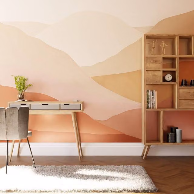 Superfresco Beyond the Horizon Blush Abstract Wall Mural, Pink, W: 300 cm, H: 280 cm