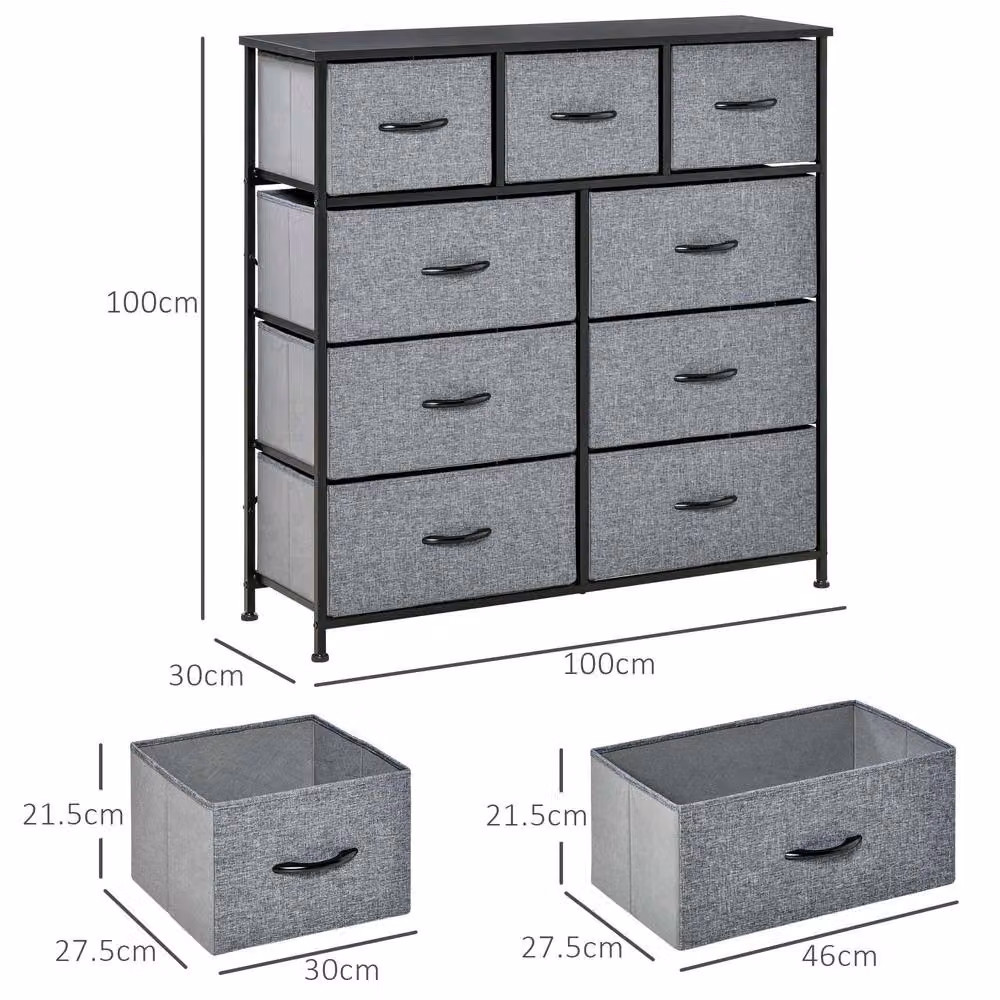 STILVORA Modern Fabric Dresser with Storage in Grey and Multicolour – 2