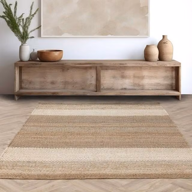 The Rug Shop UK Beige Plain Modern Machine Woven Area Rug, W: 200 cm, L: 300 cm