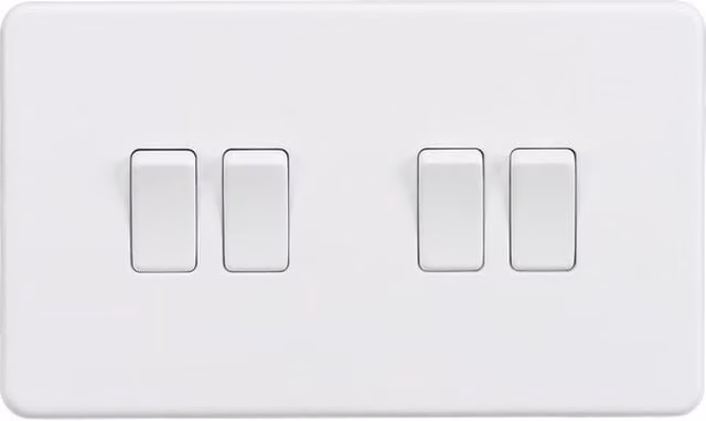 Knightsbridge SF4100MW Screwless 10AX 4G 2-Way Switch in Matt White