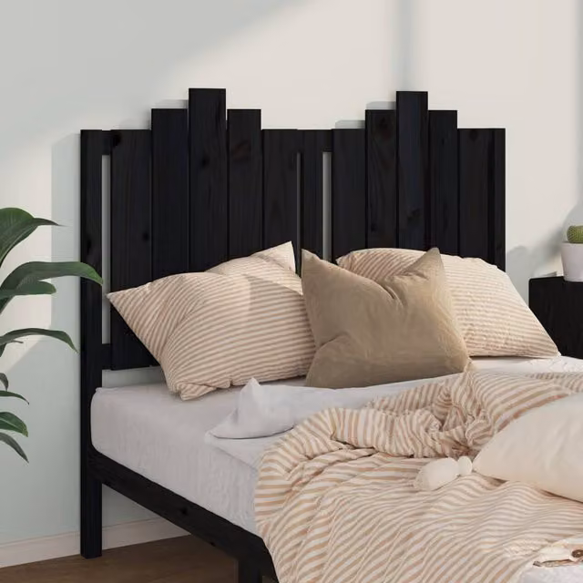 Berkfield Home Beautiful Bed Headboard in Black Solid Pine Wood, W: 126 cm, D: 4 cm, H: 110 cm