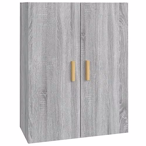 vidaXL Grey Scandinavian Wall-Mounted Hanging Cabinet with Hinged Doors and Internal Shelves W/D/H: 69.5 x 34 x 90 cm – 1