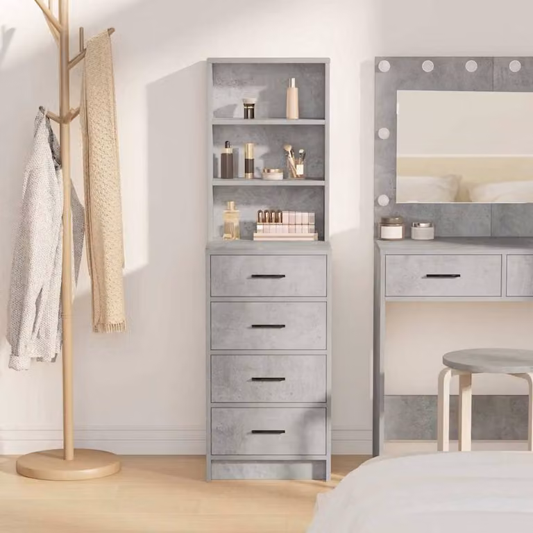 Berkfield Home Highboard in Concrete Grey, W/D/H: 40 x 41 x 135 cm