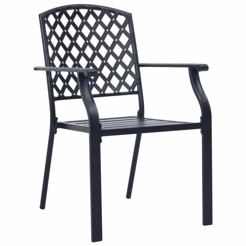 Berkfield Home Stackable Garden Chair Set of 3 in Anthracite Black Powder-coated Steel – 2