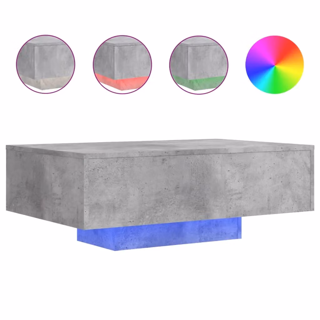 Berkfield Home Modern Coffee Table with LED Lights in Concrete Grey, W: 85 cm, D: 55 cm, H: 31 cm – 2