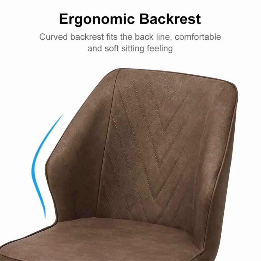 Kelvenix Set of 2 Faux Leather Soft Padded Dining Chairs in Brown – 7