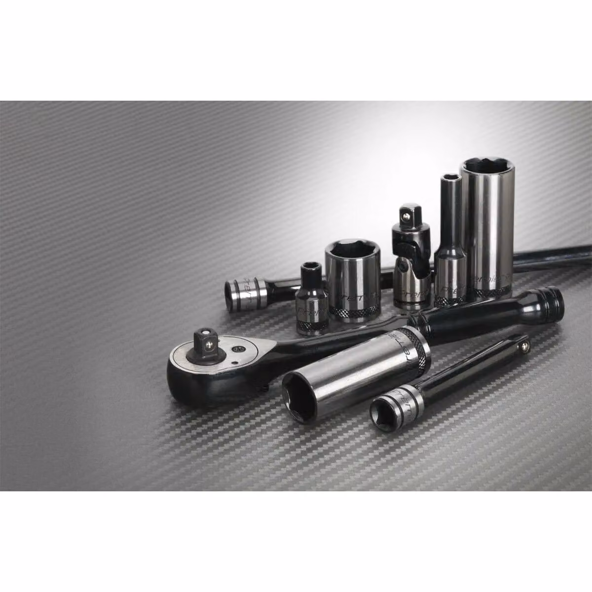 Loops Black Series 32pc Deep Socket and Ratchet Handle Set, 1/4 inch Square Drive, 6 Point Metric, Chrome Vanadium Steel – 3
