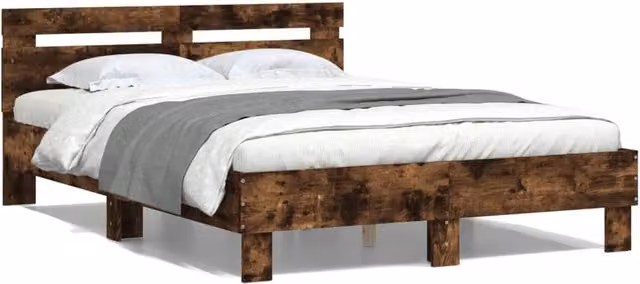 Berkfield Home Small Double Bed Frame in Smoked Oak Brown, W/D/H: 120 x 200 cm