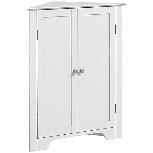 Kleankin Corner Bathroom Storage Unit, White, W/D/H: 32.5 x 11.5 x 80.0 cm – 1