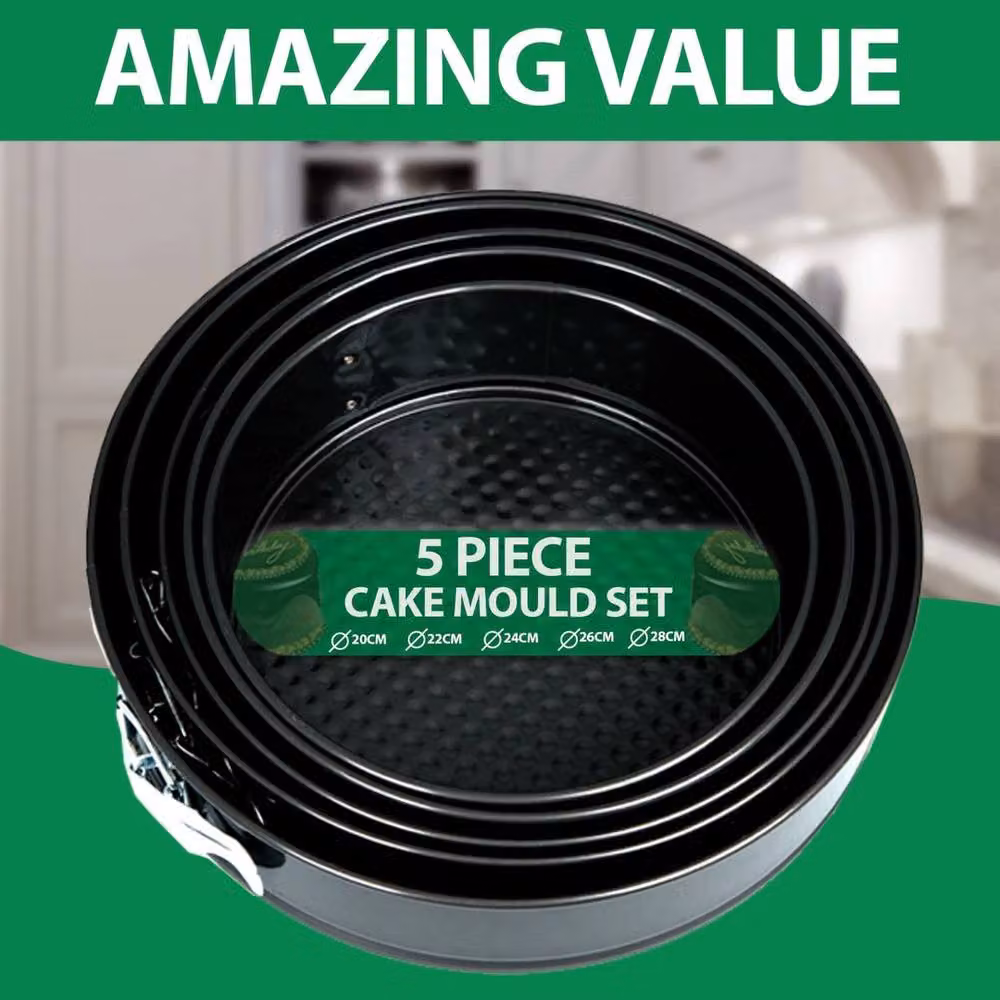 Nestlune Set of 5 Non-Stick Round Springform Cake Tins in Black, 100ml each – 4