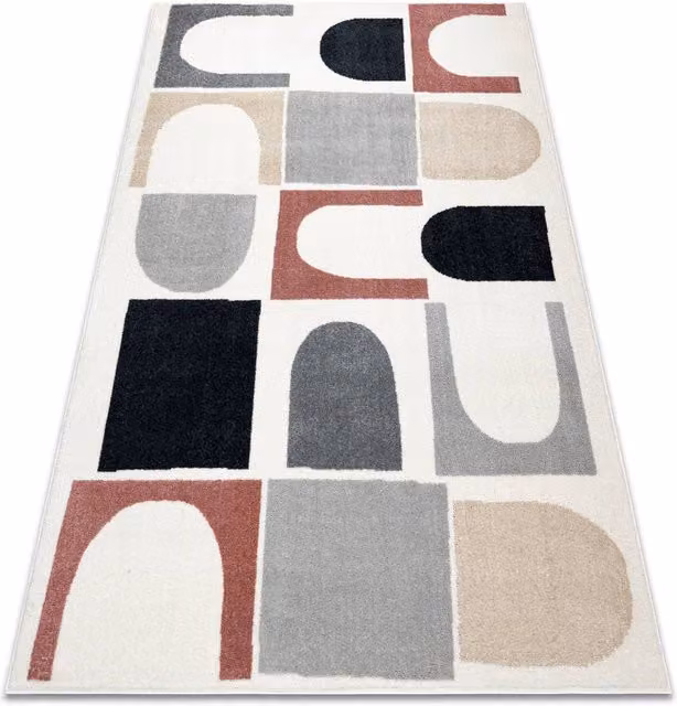 RugsX Fusion Geometric Modern Rectangular Rug in White and Multicolour, W: 80 cm, L: 150 cm – 1