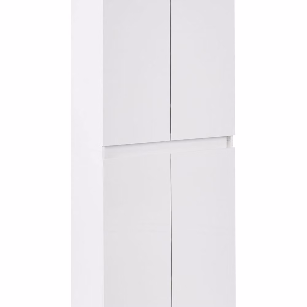 Wyld and Coco White Matt Hallway Shoe Storage Cabinet with 8 Shelves and Soft Close Hinged Doors – 2