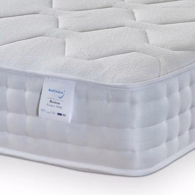 Bed Choices Luxury Micro-Quilted Boston 1000 Pocket Spring Mattress in White, Size: Double (140 x 200 cm)