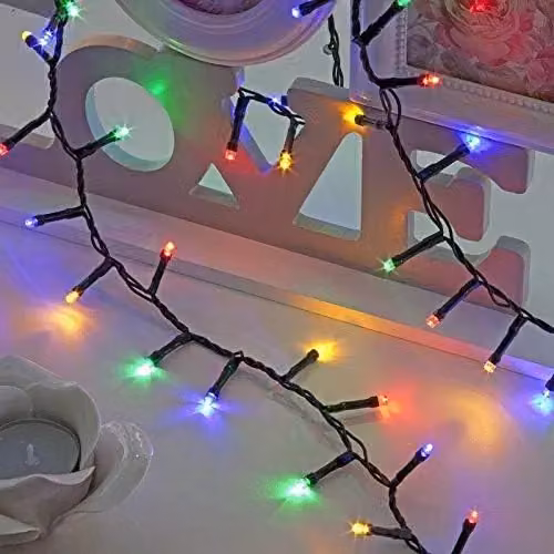 Shatchi 2000 LED Multicolour Christmas Cluster Fairy Lights with Green Cable and Timer – 2