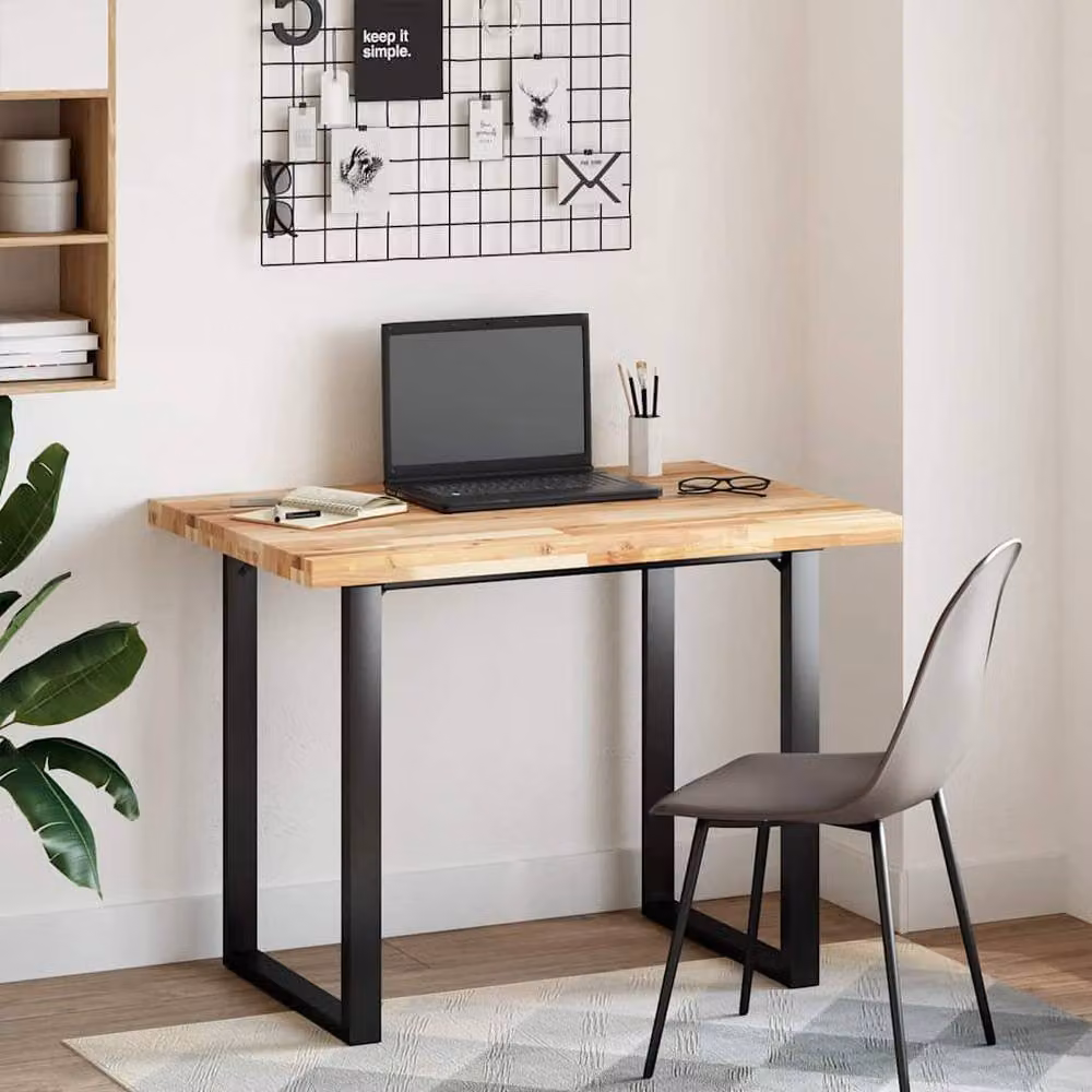 Berkfield Home Versatile Solid Wood Acacia Desk Top in Brown, W: 100 cm, D: 70 cm, H: 4 cm – 3