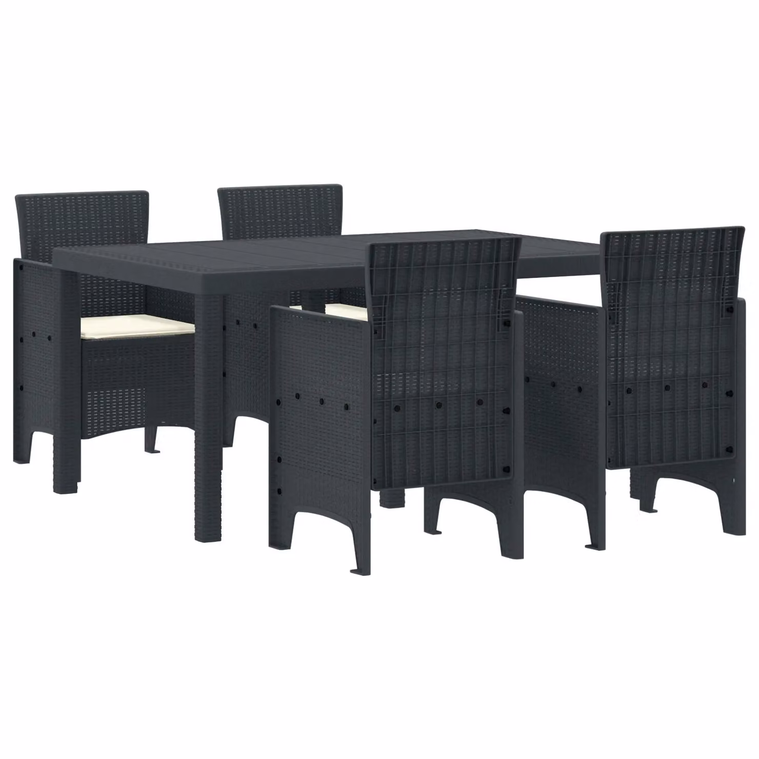 Berkfield Home 5 Piece Anthracite Poly Rattan Garden Dining Set with Weather Resistant Cushions – 2
