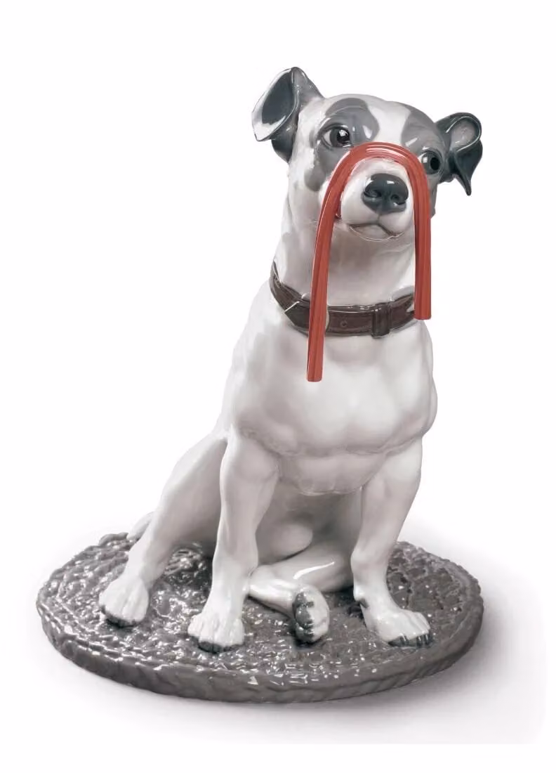 Lladró Jack Russell with Licorice Dog Porcelain Figurine in White