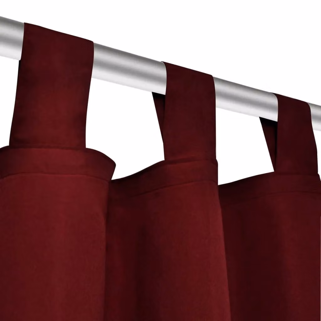 Berkfield Home 2-Piece Bordeaux Micro-Satin Curtains with Loops, Red, W: 140 cm, H: 175 cm – 4