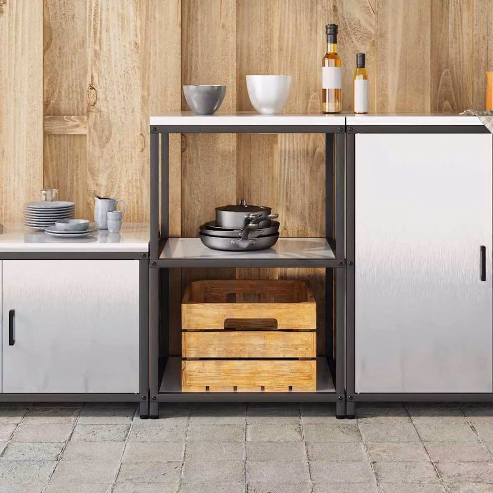 Berkfield Home Kitchen Storage Shelf in Silver Stainless Steel – 4