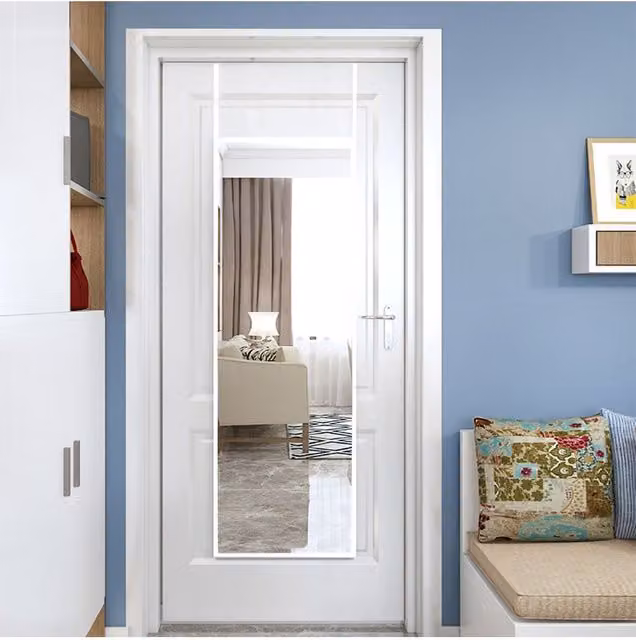 Living and Home White Metal Frame Rectangular Hanging Wall Mirror, W: 28 cm, H: 118 cm