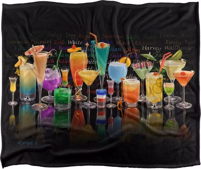 JQ Licensing Royce McClure Cocktails Tropical Drinks Super Soft Fleece Throw Blanket, White, W: 152 cm, D: 127 cm – 6