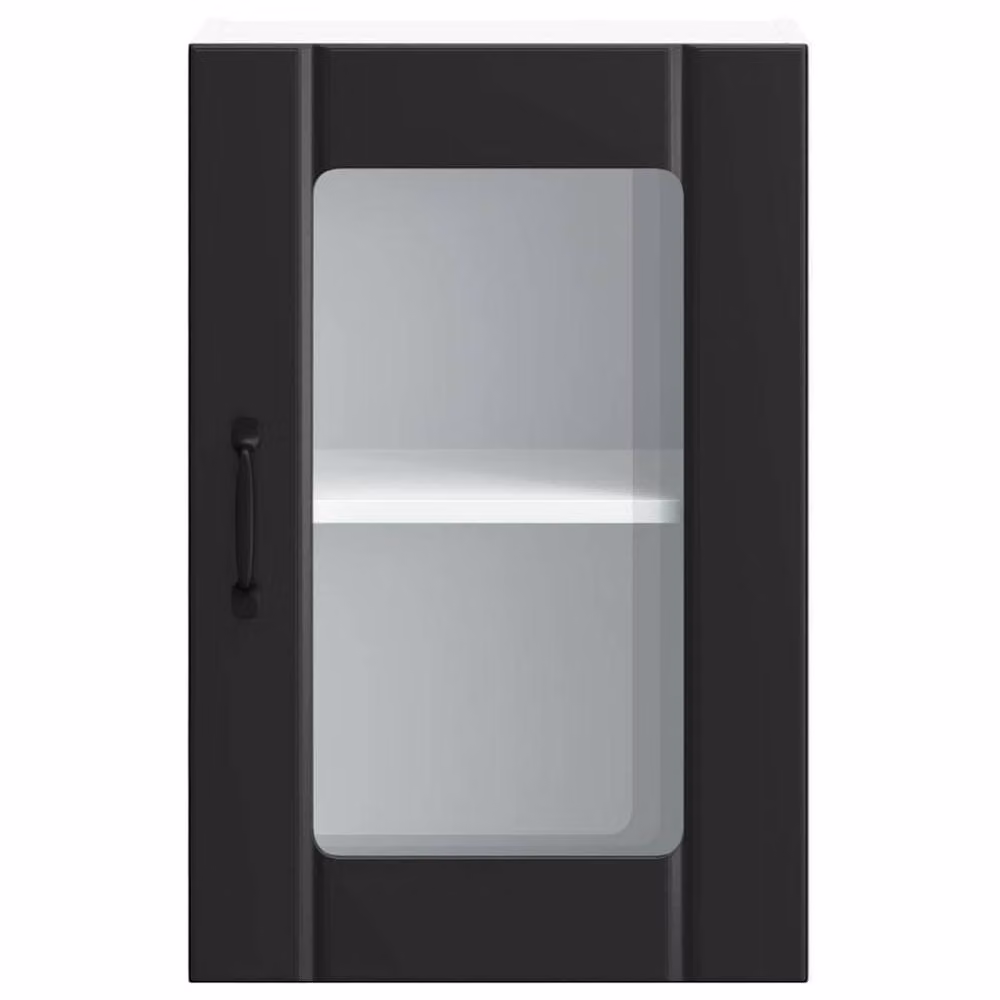 Berkfield Home Lucca Modern Kitchen Wall Cabinet with Glass Doors in Matt Black – 3