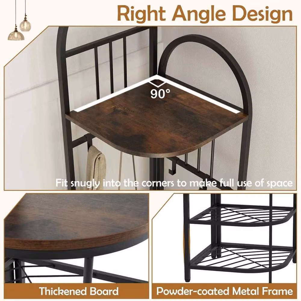 FORGEVIO Industrial Hall Tree with Bench and 6 Removable Shelves, Black, Height: 180 cm – 2