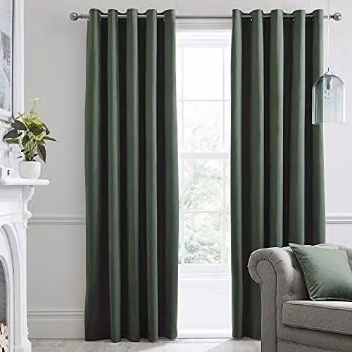Laurence Llewelyn-Bowen Montrose Collection Velvet Blackout Eyelet Curtains, Green, 2 Panels, W: 117 cm, H: 137 cm – 1