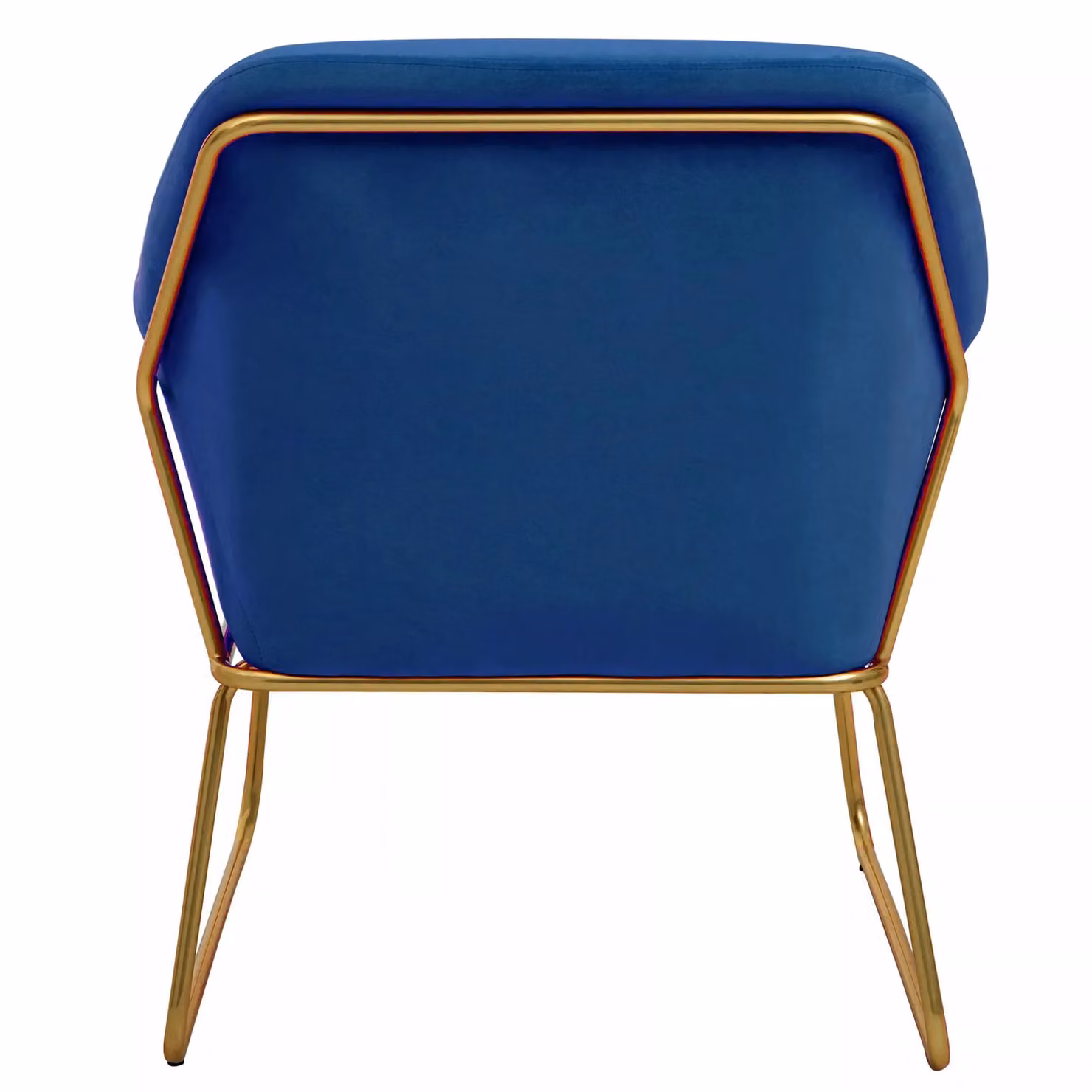 Orsina Modern Blue Velvet Armchair with Gold Metal Frame – 3
