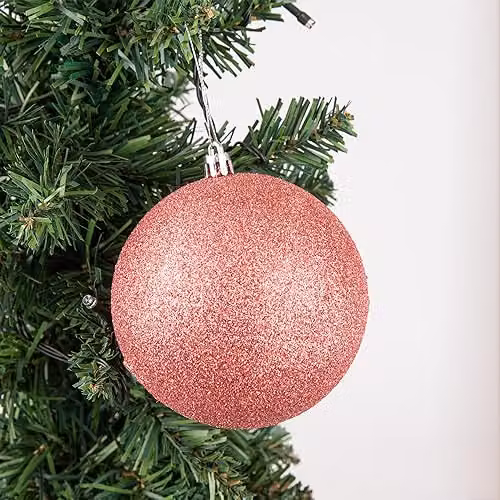SHATCHI 6-Piece Shatterproof Christmas Bauble Set in Gold, Silver and Pink, 10 cm Round Hanging Ornaments – 3