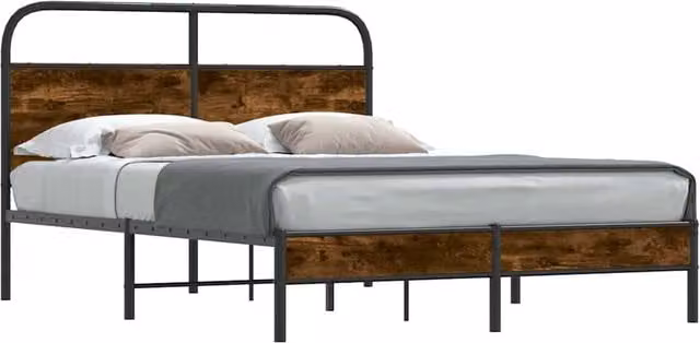 Berkfield Home Bed Frame in Smoked Oak Brown, W/D/H: 120 x 190 cm
