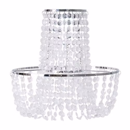 ValueLights Silver Jewel Acrylic Droplet Chandelier Pendant Light Shade, Width: 28 cm – 1