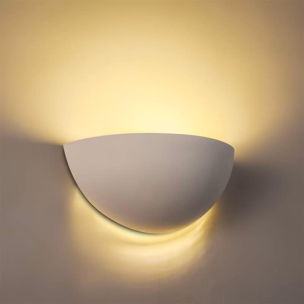 First Choice Lighting Eclipse Set of 2 White Plaster E14 Wall Lights – 2