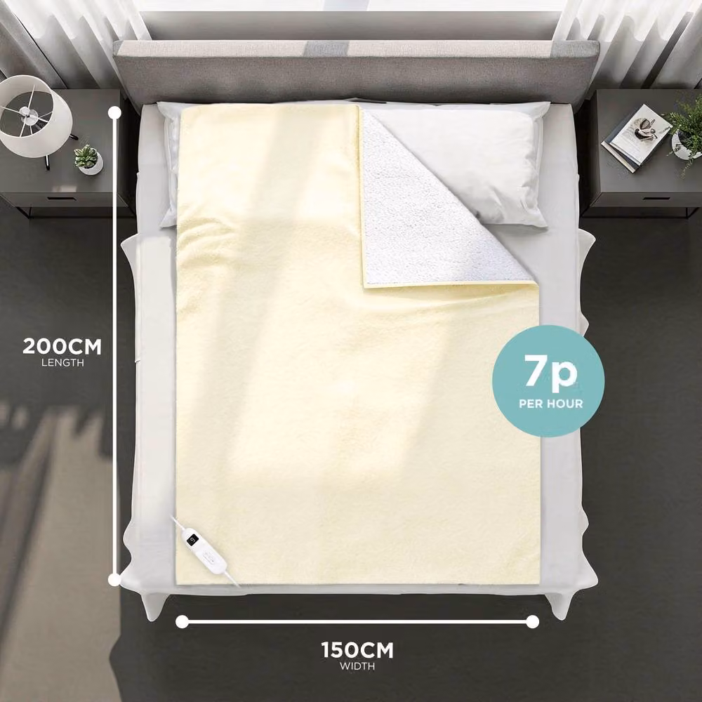 DMD Collective Fleece and Sherpa Electric Heated Blanket in Beige, W/D/H: 150 x 200 cm – 2