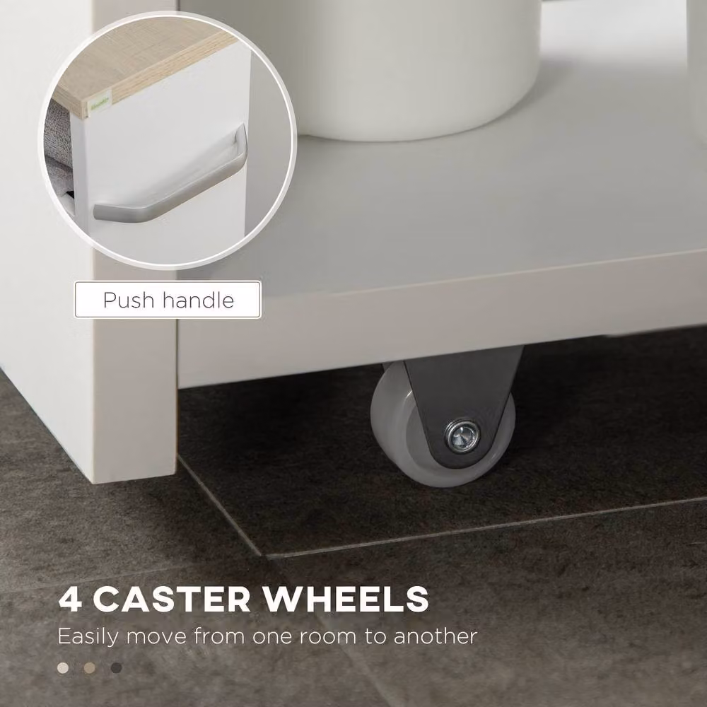 Kleankin White Storage Trolley with Wheels and Handle, W: 80 cm, D: 15 cm – 3