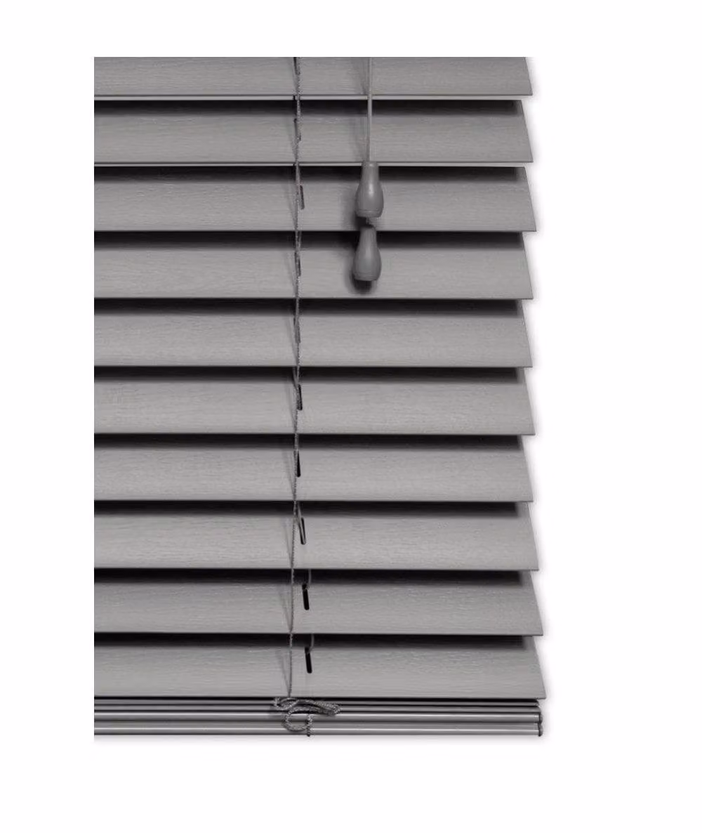 New Edge Blinds Grey Grained Faux Wood Venetian Blind with 50mm Slats and Cord, Drop: 150 cm, Width: 50 cm – 2