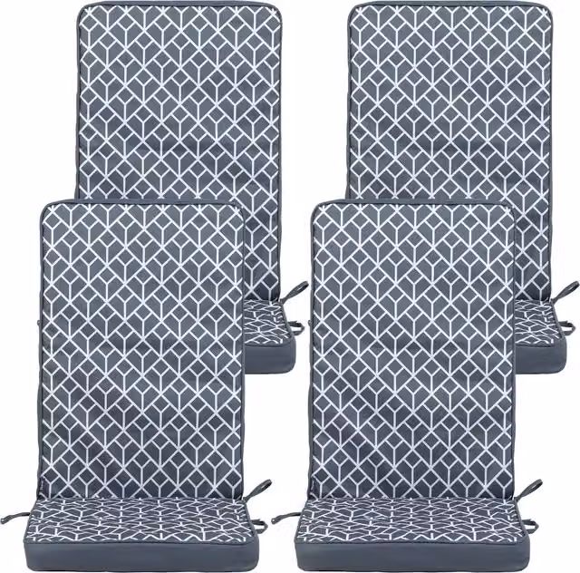 Bean Bag Bazaar Art Geo High Back Seat Pad in Charcoal Grey, Pack of 4