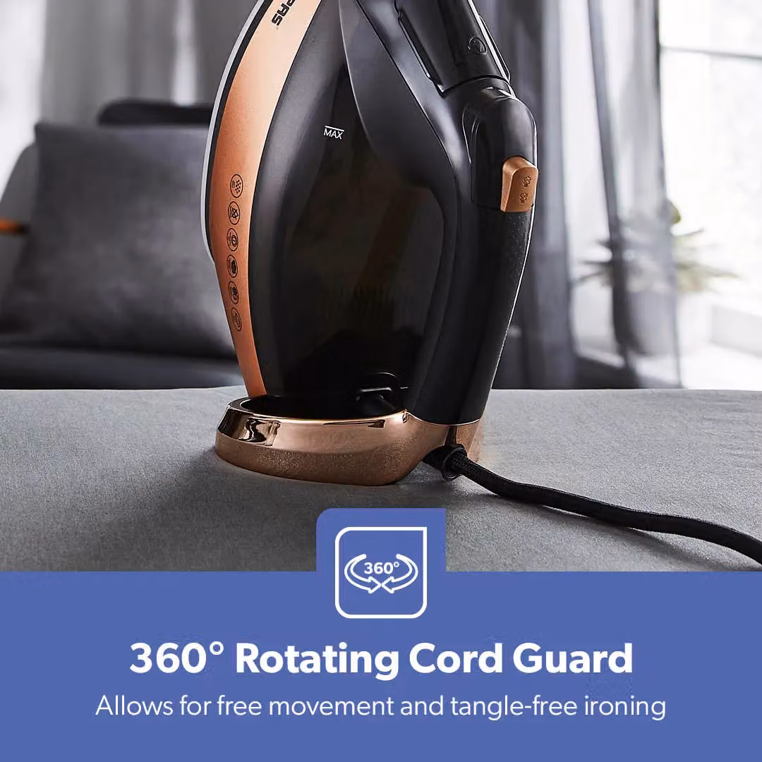 Geepas 2400W Steam Iron with Auto Temperature Control, Auto Shut Off and 1.2L Tank in Brown – 6
