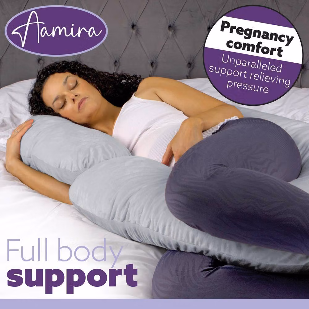 Aamira Light Grey C Shape Memory Foam Pregnancy Maternity Pillow, W/D/H: 140 x 65 x 20 cm – 6