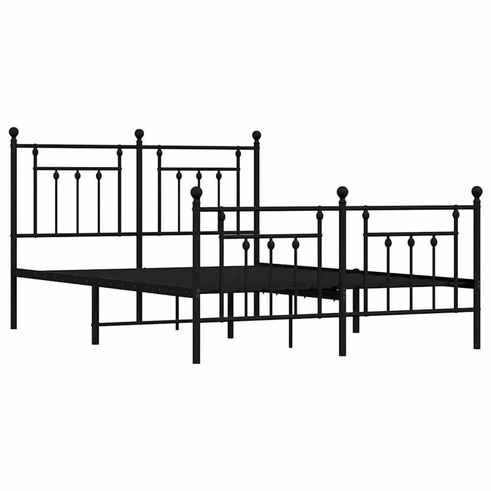 Berkfield Home Metal Bed Frame with Headboard and Footboard in Black, W/D/H: 140 x 190 cm – 3
