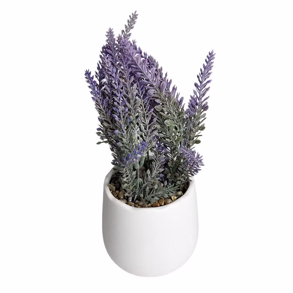 Voltico Artificial Purple Lavender Plant in a White Ceramic Pot, Height: 26 cm – 2