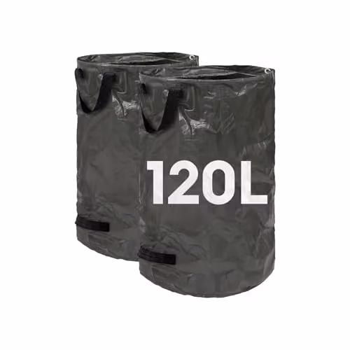 Harbour Housewares Heavy Duty Garden Waste Bags, 2 x 120L Reusable Gardening Sacks in Green and Black