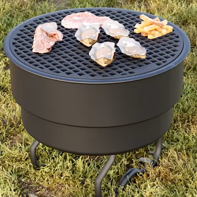 Livingandhome Round Cast Iron Garden Grill Grate, Black
