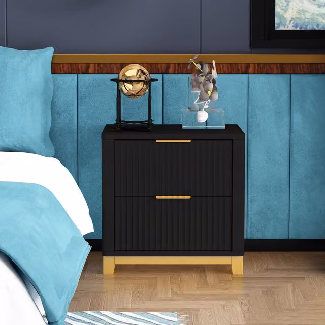 Cabinet Bits Molino 2 Drawer Bedside Table in Black