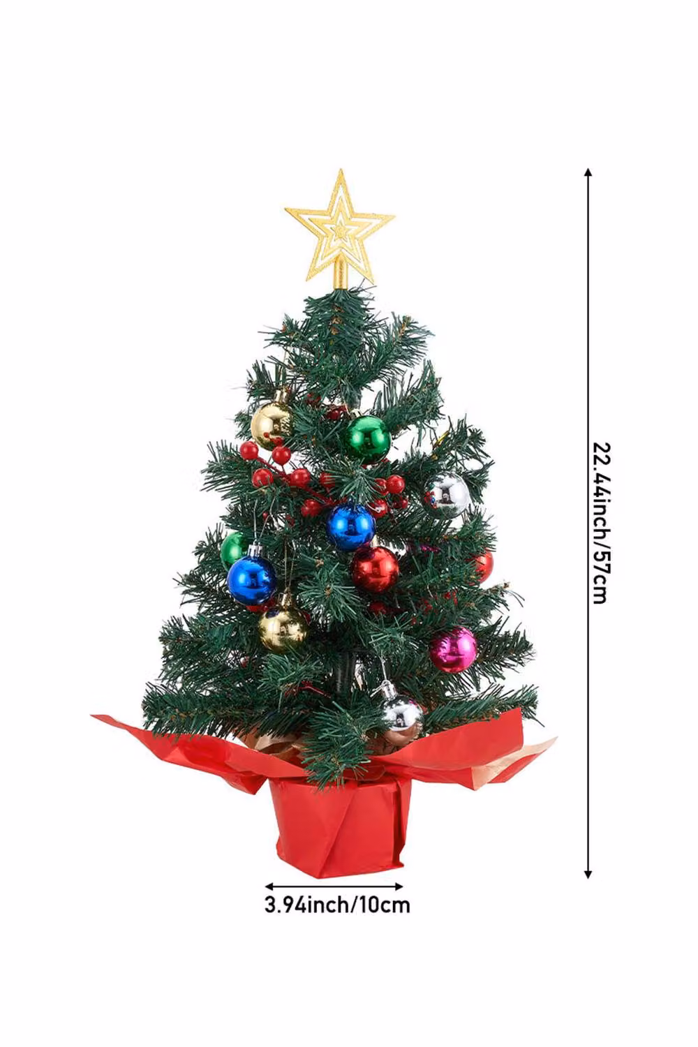 Living and Home 57cm Tabletop Pre-lit Christmas Tree with Multicolour Ball Ornaments – 4