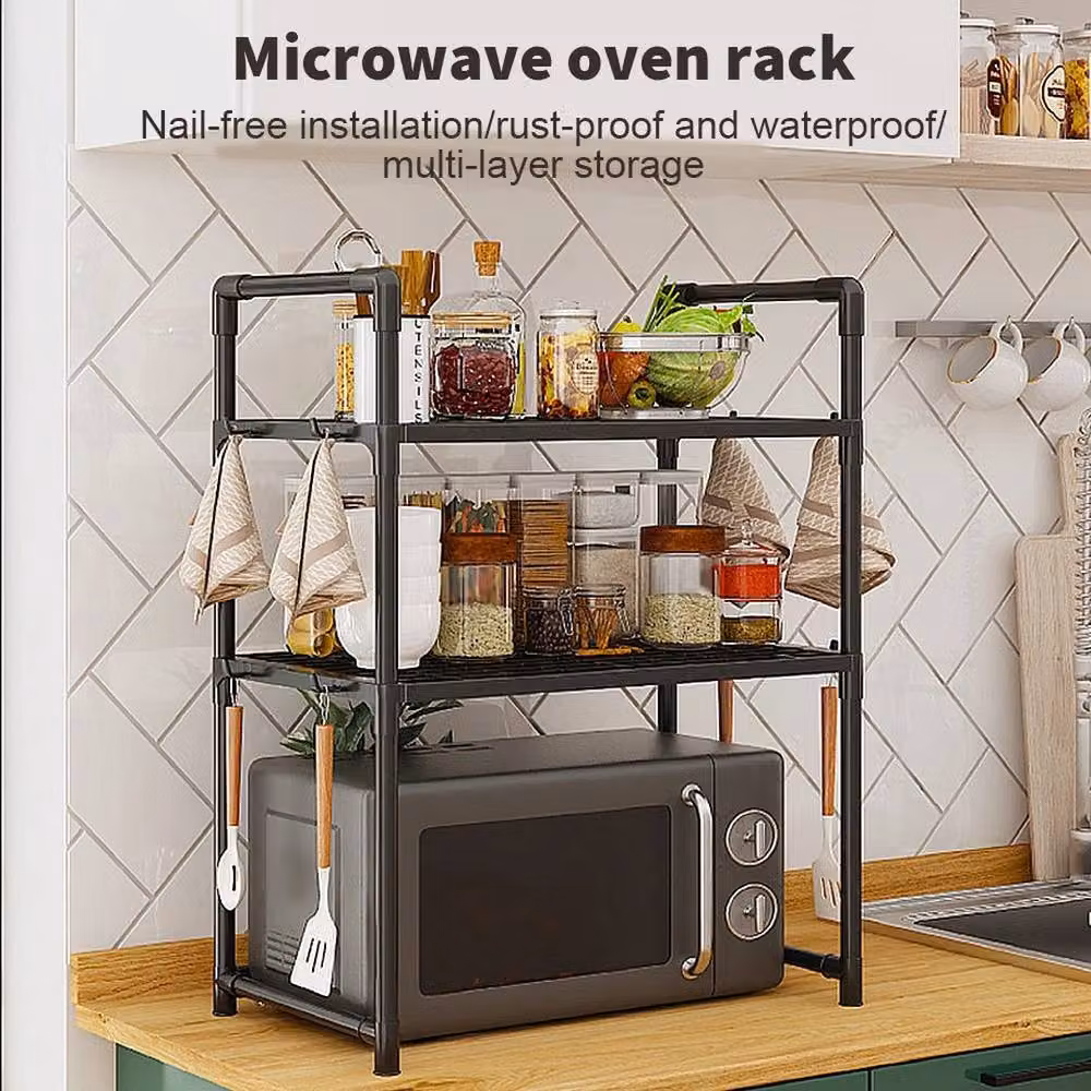 SPETLEK 3 Tier Black Metal Microwave Oven Rack Stand Storage Holder – 3