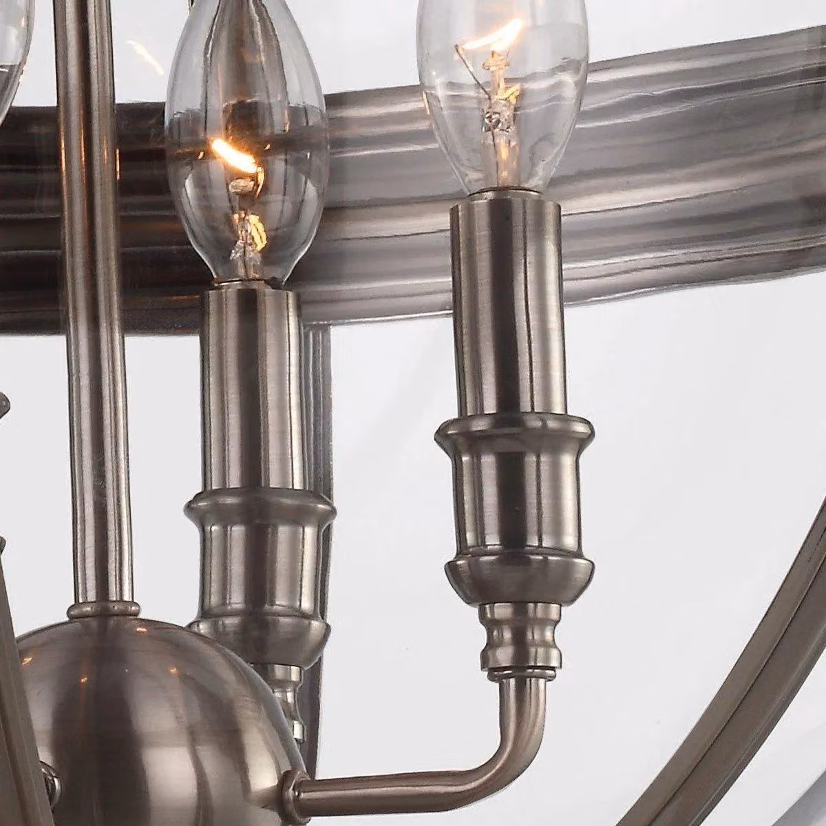 Netlighting Adams 4 Light Ceiling Chandelier Pendant Light in Grey with Antique Nickel and Glass Spheres, E14 – 3
