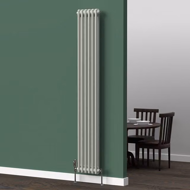 Lux Heat Vertical Coloured Column Radiator in Dove Grey, H 180 cm x W 29 cm