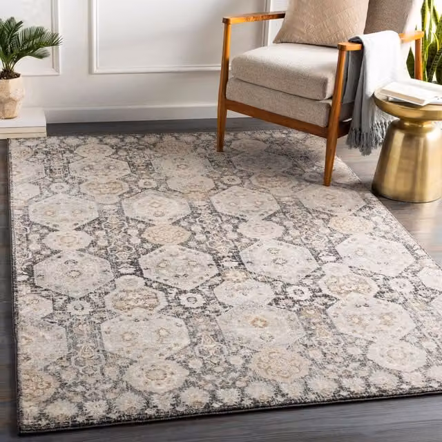 Livabliss Vintage Boho Living Room Rug in Grey, Beige, White and Black, W: 160 cm, L: 220 cm